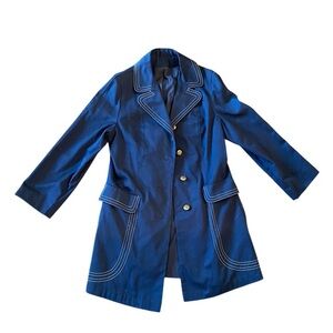 Vintage Pier 4 Waterproof Navy Trench Coat with Gold Buttons Medium